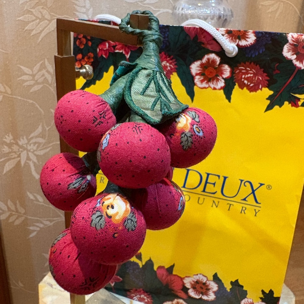 Pierre Deux Fabric Vintage Red Cluster of Grapes 🍇 Ornament or Accent Piece